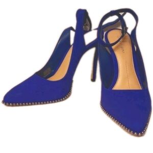 Gianni Bini Renatay Electric Blue Strappy Back Studded Heels Size 7